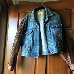 Cache Blue large Denim and leather ,cowhide  Retro